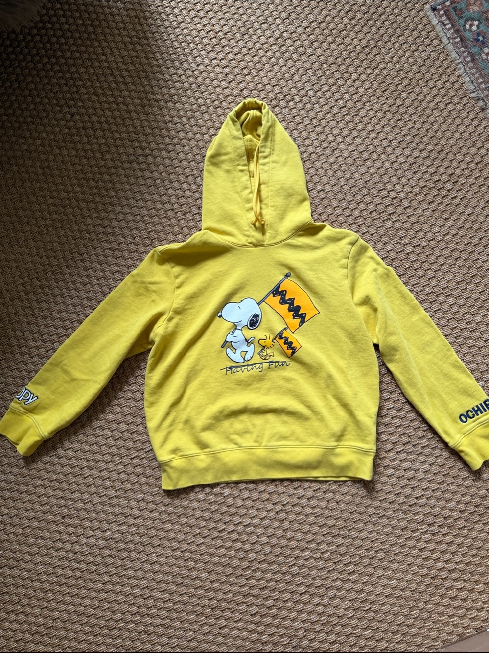 Ochirly x Peanuts Yellow Kids' Snoopy Graphic Hoodie